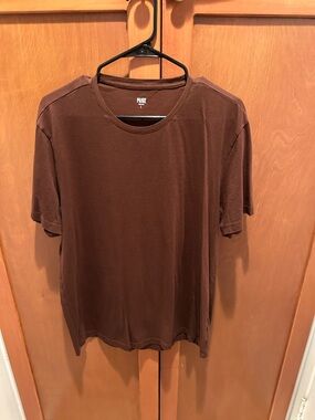 PAIGE Men's Dark Brown Crew Neck Short Sleeve Tee